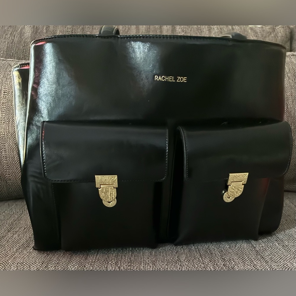 Rachel Zoe Black Briefcase with Gold Accents